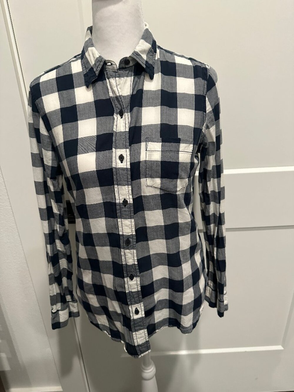 Ralph Lauren Denim & Supply RL Tomboy Navy/Cream Plaid Button Down Shirt Sz. S